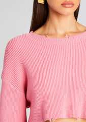 Daisy Cropped Knit Sweater