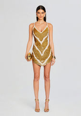 Inessa Feather Sequin Dress
