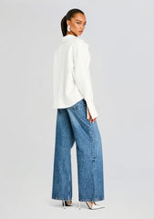 Rhia Crepe Draped Button Down