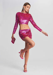 Ansley Low Rise Feather Sequin Skirt